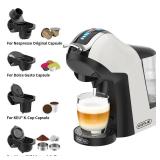 KOTLIE 5in1 19Bar Multicapsule Espresso Coffee Machine, Cold&Hot Brewing Single-Serve Coffee Maker, Cappuccino&Latte Maker for Kcup/Dolce Gusto/Nespresso Original/GroundCoffee/44mm ESE EM-308A (White)
