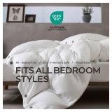 JELLYMONI Washed Cotton Duvet Cover - Off White, Queen Size 90x90 Inches, 3-Piece Bedding Set with Button Closure, Includes 1 Duvet Cover & 2 Pillowcases (Comforter Not Included)