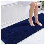 OLANLY Bathroom Rugs 59x20, Extra Soft Absorbent Chenille Bath Rugs, Rubber Backing Quick Dry, Machine Washable Bath Mats for Bathroom Floor, Tub and Shower, Home Decor Accessories, Navy