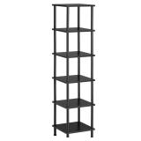 HOOBRO 6-Tier Corner Shelf, Corner Square Rack Display Shelf, Tall Storage Rack Plant Stand, Bookcase for Small Spaces, Living Room, Home Office, Kitchen, Black BK55CJ01