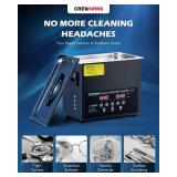 CREWORKS 3L Digital Ultrasonic Cleaning Machine with Degas and Gentle Mode, 120W Ultrasonic Cleaner Machine with Heater and Timer, 0.8 gal Ultrasound Cleaner for Retainer Watch Denture Glasses More