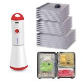 Travel Vacuum Storage Bags with Rechargeable USB Pump, 18 Pack Carry-On Size Compression Packing Bags for Luggage and Suitcase, Space Saver for Clothes and Clothing Travel