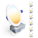 Ensenior 6 Pack 6 Inch LED Recessed Light, Dimmable, 2700K-5000K 5CCT, 1200LM High Brightness, 12W 120V, Damp Rated, ERL-12X-ETL, Ultra-Thin Canless Wafer Ceiling Light - ETL & FCC & IC