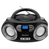 MEGATEK Portable CD Player Boombox with FM Radio, Bluetooth, USB Port, AUX Input, and Headphone Jack CD-R/CD-RW/MP3-CD Compatible, Clear Stereo Sound, Backlit LCD Display Black