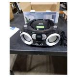 MEGATEK Portable CD Player Boombox with FM Radio, Bluetooth, USB Port, AUX Input, and Headphone Jack CD-R/CD-RW/MP3-CD Compatible, Clear Stereo Sound, Backlit LCD Display Black