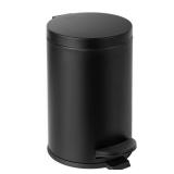 Cesun 1.2 Gallons Small Black Trash Can, Bathroom Garbage Can with Lid and Foot Pedal, Mini Round Wastebasket for Bathroom, Bedroom, Office, 4.5 Liters / 1.2 Gallons, Matte Black