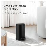 Cesun 1.2 Gallons Small Black Trash Can, Bathroom Garbage Can with Lid and Foot Pedal, Mini Round Wastebasket for Bathroom, Bedroom, Office, 4.5 Liters / 1.2 Gallons, Matte Black