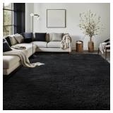 Ophanie Black Area Rugs for Bedroom Living Room, 4x6 Fluffy Fuzzy Shag Shaggy Carpet Soft Plush Furry Bedside Rug, Indoor Floor Rug for Kids Girls Boys Home Decor Aesthetic, Dorm Nursery