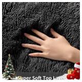 Ophanie Black Area Rugs for Bedroom Living Room, 4x6 Fluffy Fuzzy Shag Shaggy Carpet Soft Plush Furry Bedside Rug, Indoor Floor Rug for Kids Girls Boys Home Decor Aesthetic, Dorm Nursery
