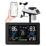 Zivron WiFi Weather Station Wireless Indoor Outdoor Thermometer, Large Display with Rain Gauge and Wind Speed