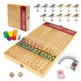 FUNNYB&G 21 inches Horse Race Board Game Foldable Large Horse Racing Game for Adults with 11 Metal Horses, Solid Wood 60 Pcs Poker Chips 2 Dice 1 Pack of Cards for Family Tabletop Parties(Log)