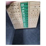 FUNNYB&G 21 inches Horse Race Board Game Foldable Large Horse Racing Game for Adults with 11 Metal Horses, Solid Wood 60 Pcs Poker Chips 2 Dice 1 Pack of Cards for Family Tabletop Parties(Log)