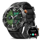 Smart Watches for Men, Bluetooth Call Military Smart Watch, Waterproof Fitness Tracker with Heart Rate/Blood Oxygen/Sleep Monitor/124 Sports Modes, Tactical Watch for Android Phones & iPhone (Black)