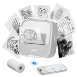 PRT Sticker Printer, Mini Thermal Printer Bluetooth Portable Sticker Maker with 1 Roll Paper, Print Pod, for Study Notes, Pictures, Labels, DIY, Multiple Templates for Phones & Tablets
