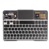 Transparent Wireless Keyboard with 7 Colors Backlits, Rechargeable, Fast BT Connection, Media Function Keys, Transparent Acrylic, Large Capacity Battery (Black)