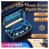 TWS Bluetooth 5.0 Earbuds with Charging Case, IPX8 Waterproof, 48H Playtime, Dual Mic, 10mm Drivers, LED Display, Touch Controls, for iPhone Android