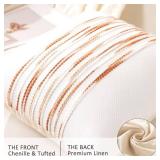 WANLIRD Boho Throw Pillow Covers 18x18 Set of 2 Christmas Decorative Cushion Case Striped Square Pillows Cover Chenille Pillow Cases Accent Neutral Pillowcase for Sofa Couch Bed,White Wine-red