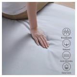 100% Egyptian Cotton Fitted Sheet Twin Size Gray, 600 Thread Count, 8-16 Deep Pocket Sheet, Soft & Elastic Sateen Weave Bottom Sheet for Hotel & Home (Gray, 1 Pack Fitted Sheet Only,Twin)