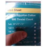 100% Egyptian Cotton Fitted Sheet Twin Size Gray, 600 Thread Count, 8-16 Deep Pocket Sheet, Soft & Elastic Sateen Weave Bottom Sheet for Hotel & Home (Gray, 1 Pack Fitted Sheet Only,Twin)