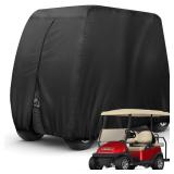 Golf Cart Cover 4 Passenger Heavy Duty, 420D Waterproof Golf Cart Covers Extended Roof Compatible with EZ GO Club Car Yamaha Golf Carts, Outdoor Dustproof 4 Seat Club Car Cover (Up to 112 Inch)