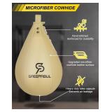 SAEEPABUL Boxing Speed Bag for Adults - Professional Synthetic Leather Punching Bag with Latex Bladder, Adjustable Training Equipment for Home Gym Fitness Beige