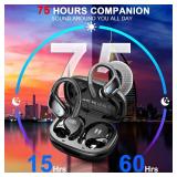 Wireless Earbud, 75Hrs Bluetooth 5.4 Headphones IP7 Waterproof for Sport, Running Wireless Earphones with ENC Noise Cancelling Mics, Deep Bass Over Ear bud with Earhooks for Android, iOS, Workout, Gym