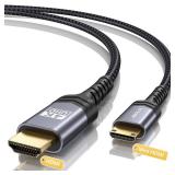 JSAUX Mini HDMI to HDMI Cable 3FT, [Aluminum Shell, Braided] High Speed 4K 60Hz HDMI 2.0 Cord, Compatible with Camera, Camcorder, Tablet and Graphics/Video Card, Laptop, Raspberry Pi Zero W - Grey