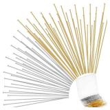 Sureio 500 Pcs Flat Head Pins for Jewelry Making, 2 Inch Straight Pins Metal Jewelry Making, Flat Head pin Jewelries Findings Eye Pin for DIY Craft Earring Bracelet Necklace Pendant(Gold, Silver)