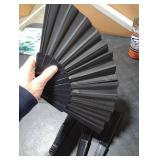 Blulu 4 Pieces Handheld Folding Fan Small Chinese Hand Fans in Oriental Cloth Fabric for Dancing, Party, Wedding Gifts, Craft DIY, Home Decorations(Black)