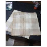 decorUhome Christmas Buffalo Plaid Check Throw Pillow Covers 16x16 Set of 2, Outdoor Linen Decorative Farmhouse Gingham Pillow Covers with Stitched Edge for Bed Couch Sofa, Cream White and Beige