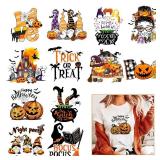 Halloween Iron on Transfer for T-Shirts, Orange Pumpkins Heat Transfer Vinyl Stickers, Heflashor 12 PCS Fall HTV Pumpkins Leopard Pattern Iron on Decals Patches for Party, Easy Press