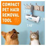 Triton Pet Hair Removal Tool w/Fur Trapping Compartment and Detachable Handle, 60% Smaller Storage Size, Reusable Shedding Roller, Cat and Dog Hair Remover for Car, Furniture, Carpet (Gray/White)