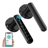 Fingerprint Door Lock- Smart Door knob,biometric Door Lock with passcode keypad keyless Entry Door Handle for Bedroom Home Hotel Office Apartment (Black with APP)