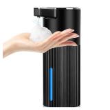 Automatic Soap Dispenser Foaming Touchless: 14oz Plastic - 4 Level Adjustable Wall Mount Foam Rechargeable Electric Auto Smart Black Soap Dispenser - Bathroom Kitchen Hand Dish Lotion