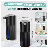 Automatic Soap Dispenser Foaming Touchless: 14oz Plastic - 4 Level Adjustable Wall Mount Foam Rechargeable Electric Auto Smart Black Soap Dispenser - Bathroom Kitchen Hand Dish Lotion
