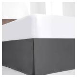 SKY BEDDINGS Luxury Pleated Full Bed Skirt with Split Corners - 16 Inch Tailored Drop - Pleated Dust Ruffle - Wrinkle-Free 100% Microfiber - Easy Fit, Soft & Durable - Dark Grey