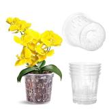 TRUEDAYS Orchid Pot 4 Pack 6 Inch Clear Orchid Pots with Drainage Holes for Repotting Ideal for Healthy Root Growth Sturdy Plastic Plant Pot for Indoor & Outdoor Plants