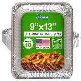 EHOMEA2Z Aluminum Pans Disposable Half Size (10 Pack) MADE IN USA 9x13 Heavy Duty Foil Pans, Durable & Recyclable Baking Pans, Eco-Friendly, Lightweight, Great for BBQ, Parties & Catering