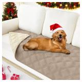 Smiry Waterproof Dog Bed Cover Blanket 30x70, Soft Reversible Pet Blanket, Washable Leakproof Cats Dogs Couch Cover for Sofa, Couch, Furniture, Lattice, Taupe/Beige