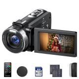 CAMWORLD 4K Video Camera Camcorder 42MP YouTube Vlogging Camera 18X Digital Zoom Webcam 3.0 Inch 270 Degree Rotation Screen Camcorders with 32G SD Card and 2 Batteries Recording While Charging