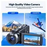 CAMWORLD 4K Video Camera Camcorder 42MP YouTube Vlogging Camera 18X Digital Zoom Webcam 3.0 Inch 270 Degree Rotation Screen Camcorders with 32G SD Card and 2 Batteries Recording While Charging