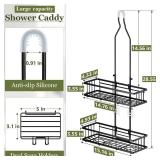 Skyapex Shower Caddy Hanging: Adjustable Height Organizer for Over Showerhead - Black Rustproof Shower Shelves with Hooks & 2 Soap Holders