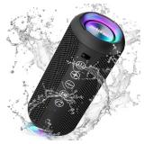 Ortizan Portable Bluetooth Speaker x Stocking Stuffers: IPX7 Waterproof, Wireless, Big Sound, Deep Bass, Dual Pairing, 30H Playtime, White Elephant Gift for Adults Men Women Teen Boys Girls (Black) SP