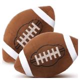 HyDren 2 Pcs Football Plush Pillows - 12 Soft Fluffy Football Pillows Stuffed Footballs Throw Pillow Sports Ball Throw Pillow for Kids Boys Girls Bedroom Nursery Room Decoration Birthday Party Gift