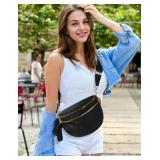 Spacious Nylon Crossbody Bag Bum Bag Handbags Wallets Purses Trendy Shoulder Bag for Women (black)
