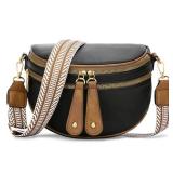 KKXIU Crossbody Sling Bag for Women Trendy Fanny Pack Vegan Leather Chest Bag (Black)