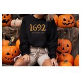 1692 They Missed One Halloween Shirts for Women Salem Witch Long Sleeve Shirt Halloween Hocus Pocus Pullover Tops (Black, XX-Large)