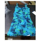 Ekouaer Swim Dress One Piece Bathing Suit Skirted Swimsuits for Women Ruched Retro Swimwear XXL