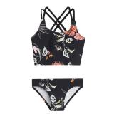Kanu Surf Girls Waverly UPF 50+ Beach Sport Criss-Cross Tankini Two Piece Swimsuit, Reese Black, 10 US