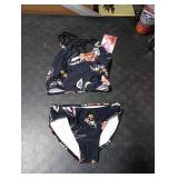 Kanu Surf Girls Waverly UPF 50+ Beach Sport Criss-Cross Tankini Two Piece Swimsuit, Reese Black, 10 US